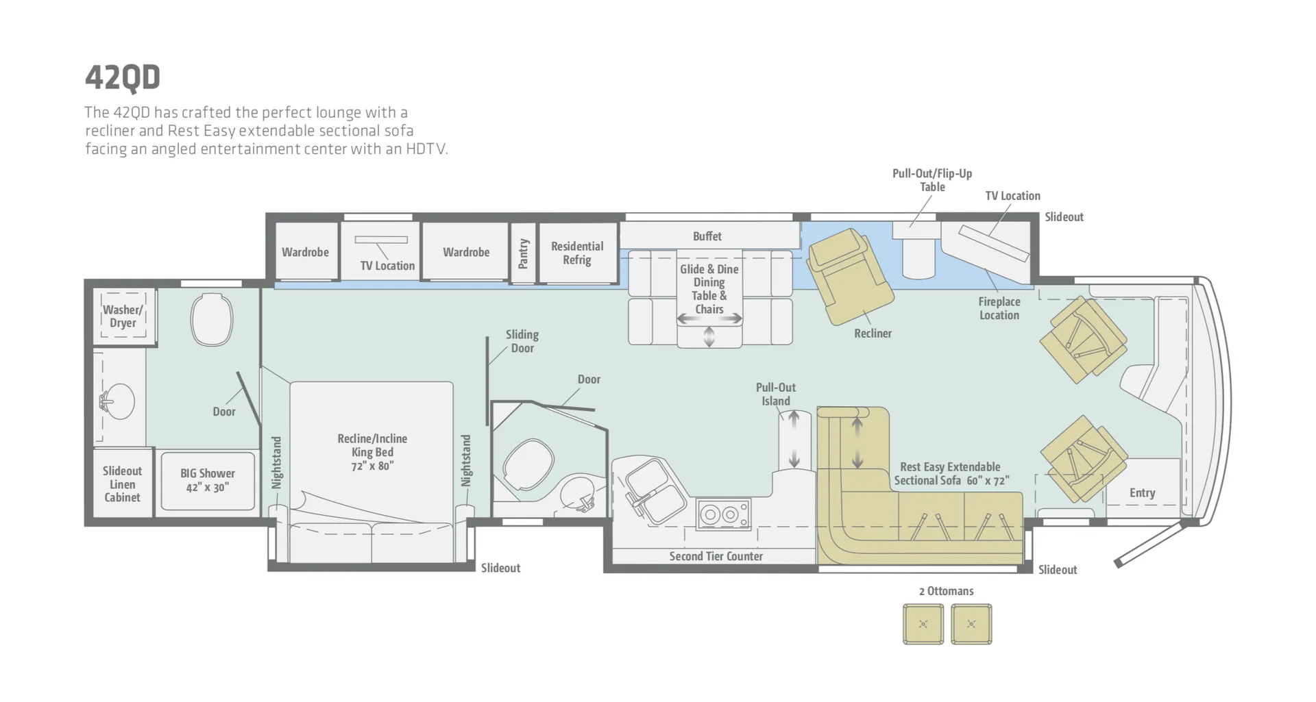 2017 Winnebago TOUR 42QD - Floor plan