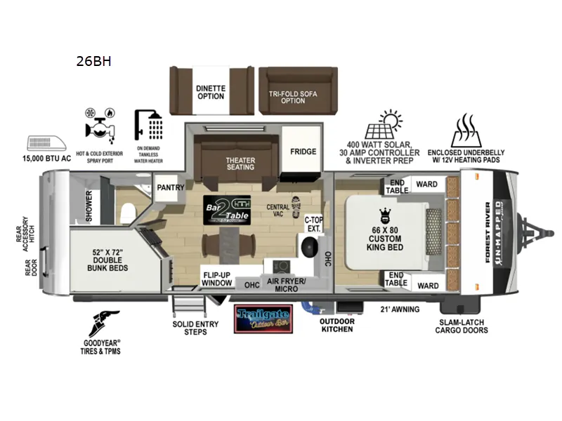 2027 Forest River R-Pod Un-Mapped 26BH - Floor plan