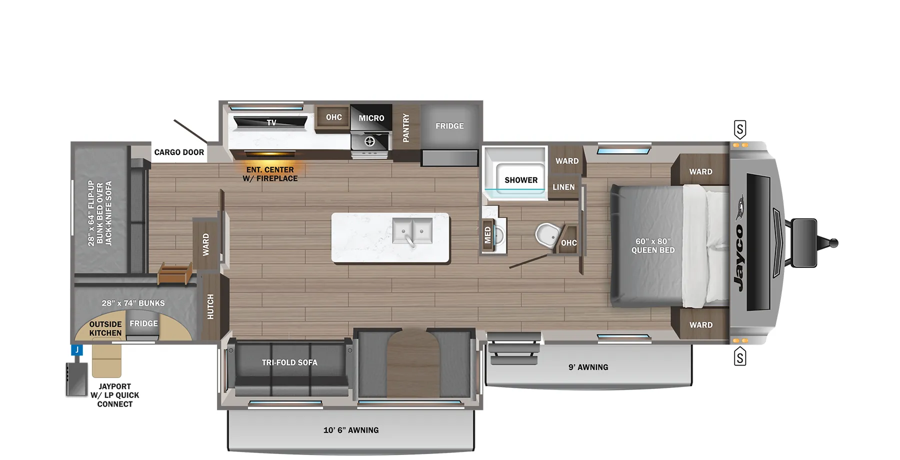 Jayco White Hawk 32QBH floor plan