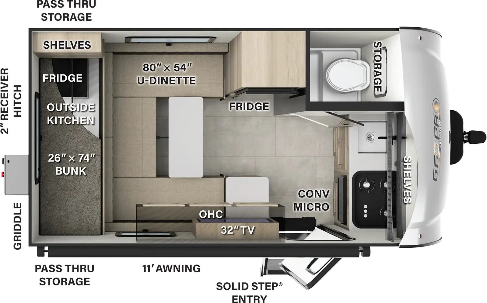 2025 Forest River Rockwood Geo Pro G15RDG - Floor plan