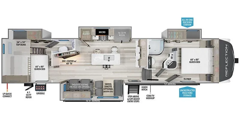 2026 Grand Design Reflection 362TBS - Floor plan