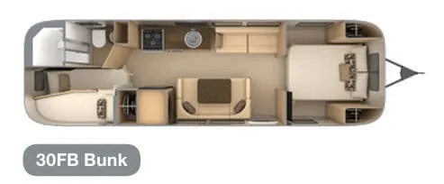 Airstream Flying Cloud 30FB Bunk floor plan