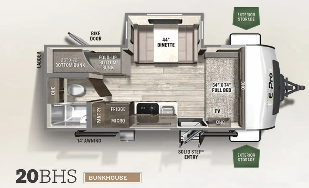 Forest River Flagstaff E-Pro 20BHS floor plan