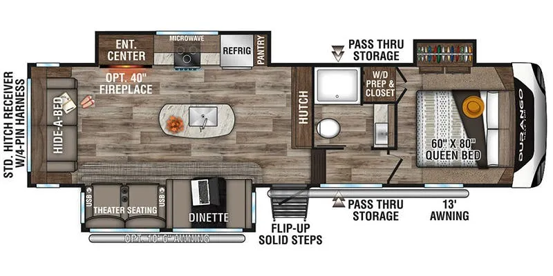 K-Z Durango Half-Ton D283RLT floor plan