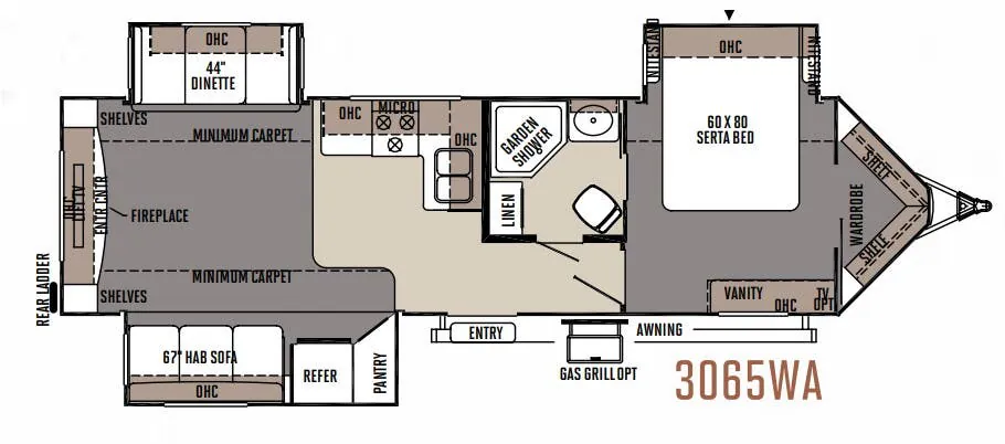 Forest River Rockwood Windjammer 3065WA floor plan
