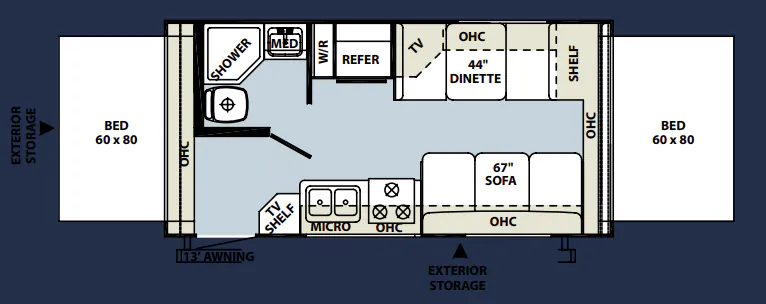 Forest River Rockwood Roo 19 floor plan