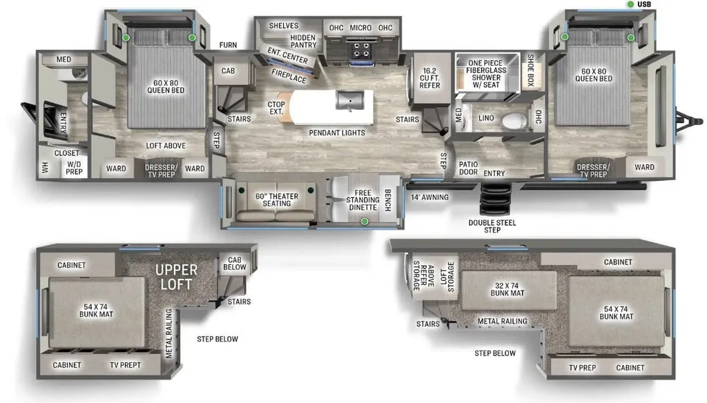 2024 Forest River Sandpiper Destination 40DUPLEX floor plan