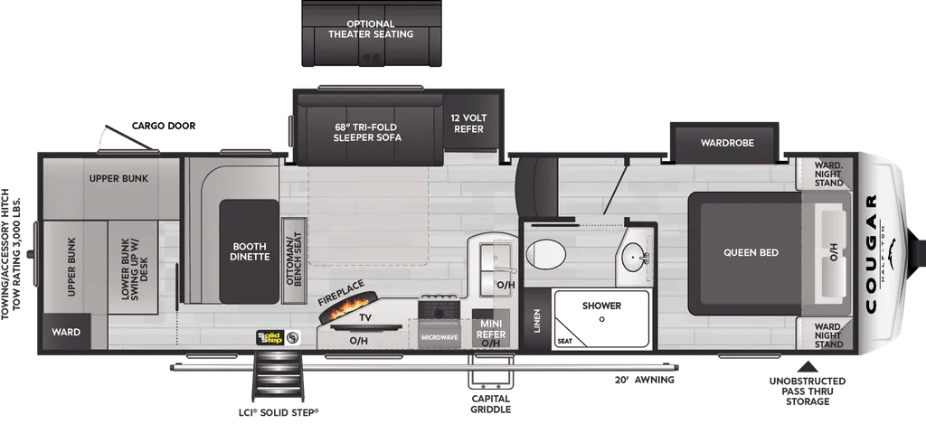 2024 Keystone Cougar Half-Ton 29BHL floor plan
