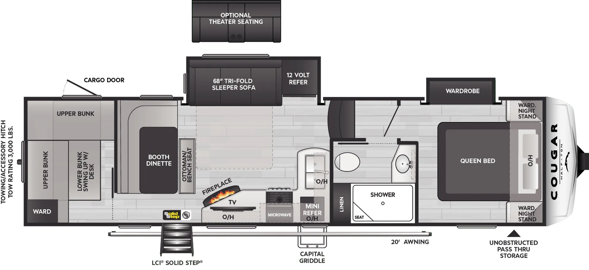 Keystone Cougar Half-Ton 29BHL floor plan