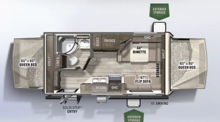 2021 Forest River Flagstaff Shamrock 19 - Floor plan