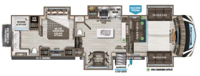 2022 Grand Design Solitude 380FL - Floor plan