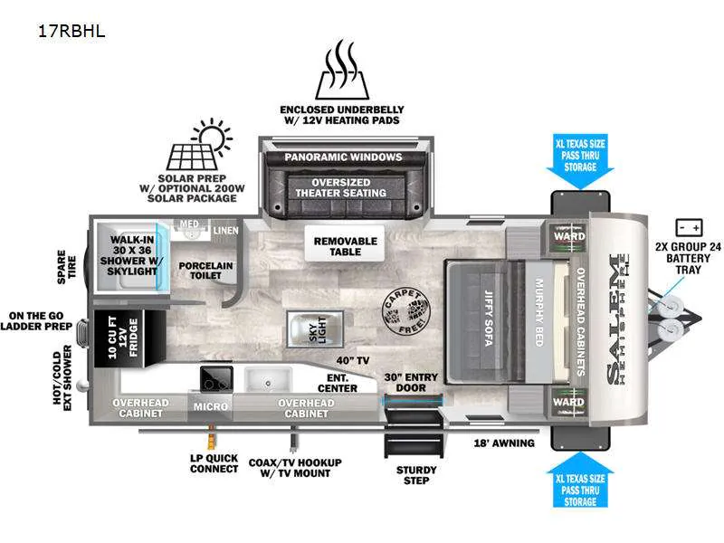 2023 Forest River RV Salem Hemisphere Hyper-Lyte 17RBHL - Floor plan
