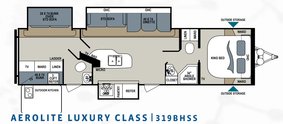 Dutchmen Aerolite Luxury 319BHSS floor plan