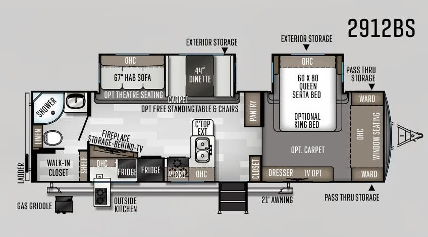 2020 Forest River Rockwood Ultra Lite 2912BS — Floor plan