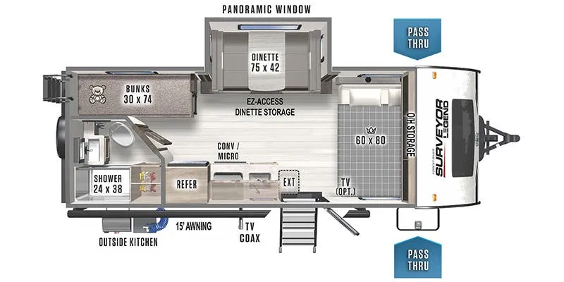 2022 Forest River Surveyor Legend 19MBLE - Floor plan