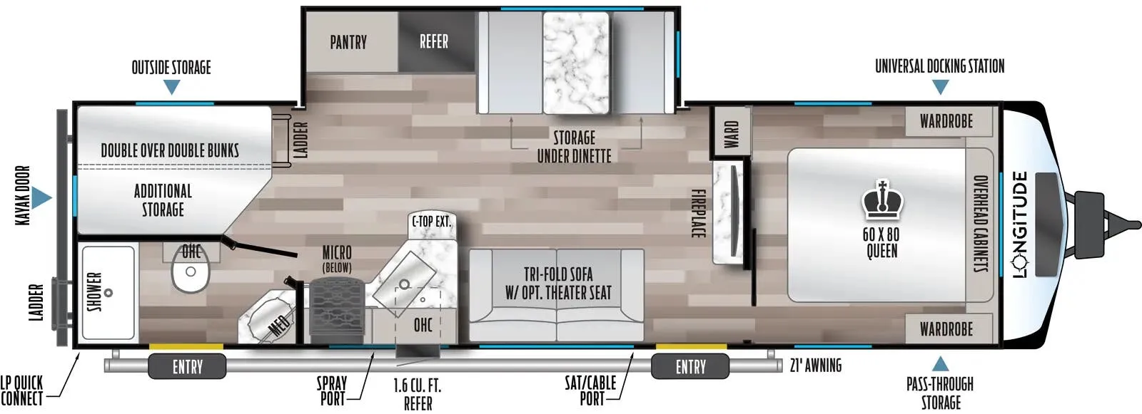 2025 East to West Longitude 285BH - Floor plan