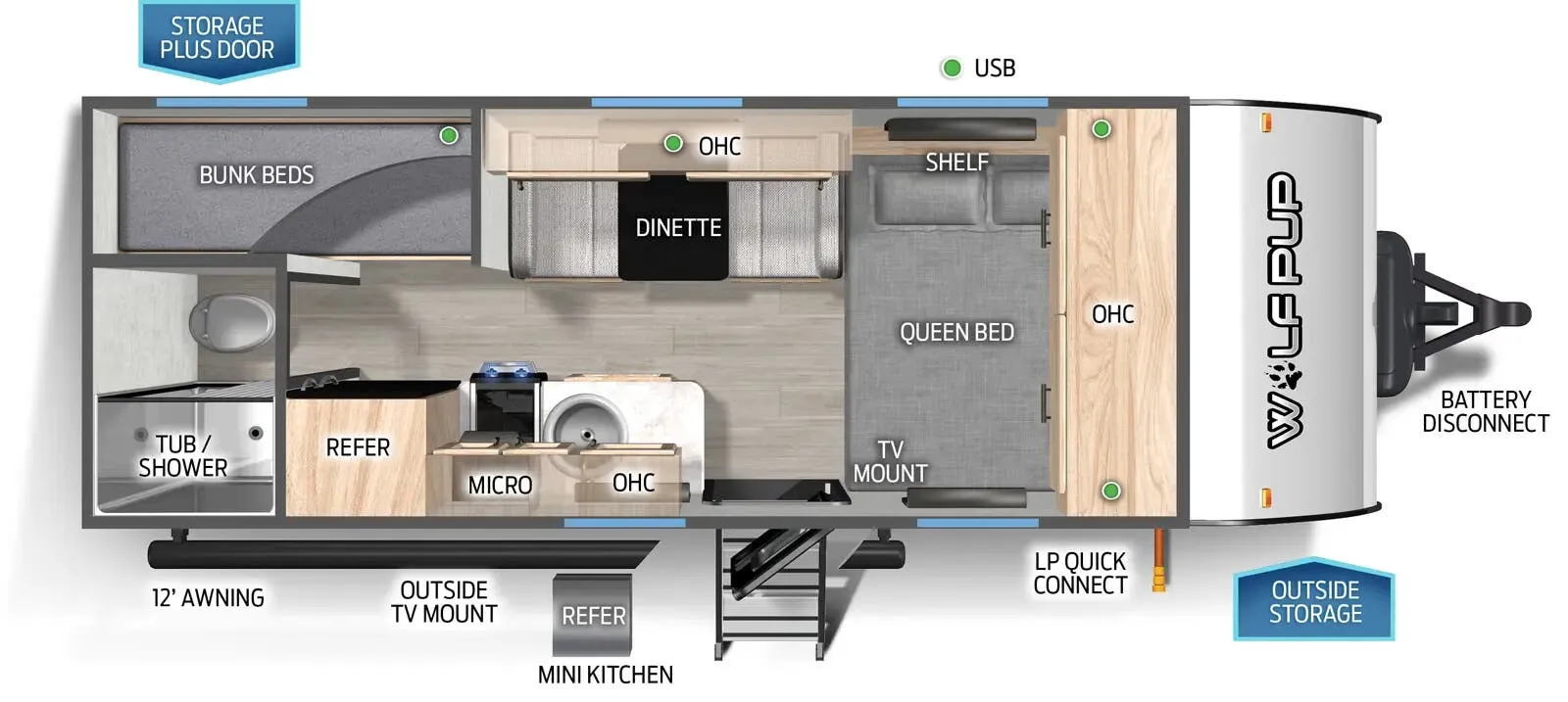 2025 Forest River Cherokee Wolf Pup 16BHSW - Floor plan