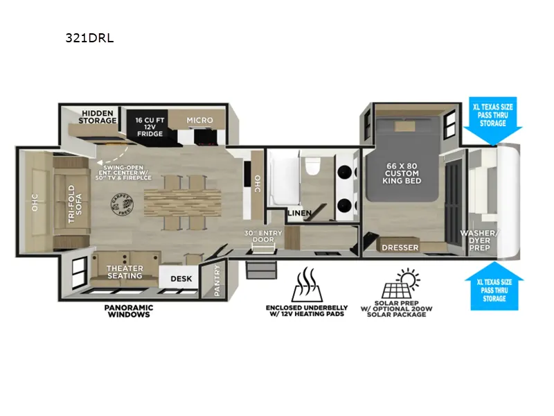 2026 Forest River Wildwood Heritage Glen 321DRL - Floor plan