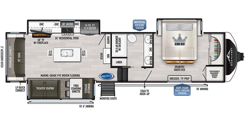 2023 East to West Ahara 365RL - Floor plan