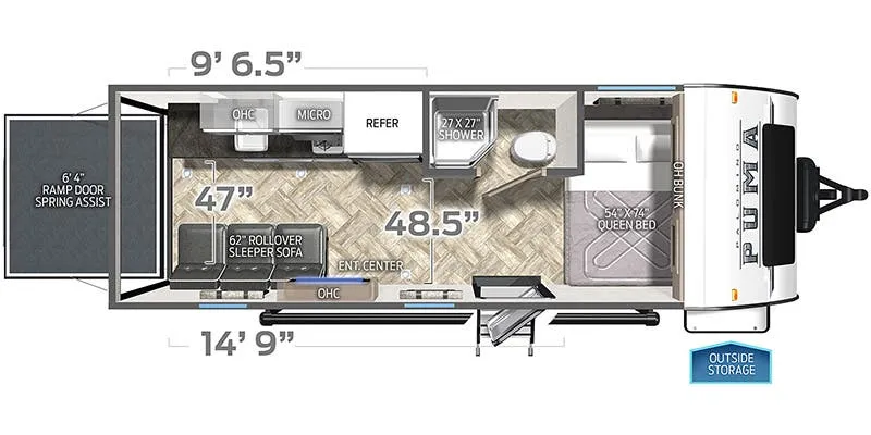 2023 Palomino Puma Ultra Lite 187TH - Floor plan