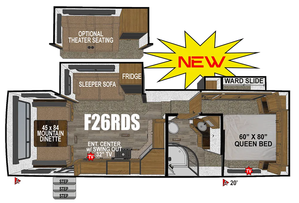 2026 Outdoors Rv GLACIER PEAK F26RDS T - Floor plan