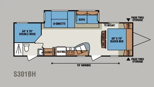 K-Z Sportsmen S301BH floor plan