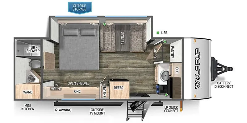 2024 Forest River Cherokee Wolf Pup Black Label 18CBWBL - Floor plan