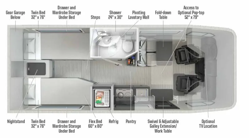 Winnebago EKKO 22A floor plan