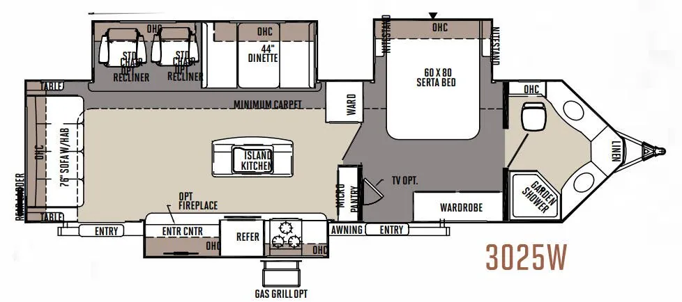 Forest River Rockwood Windjammer 3025W floor plan