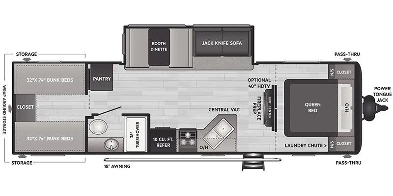 2022 Keystone Hideout 290QB floor plan