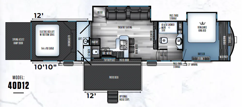 Forest River Vengeance Touring Edition 40D12 floor plan