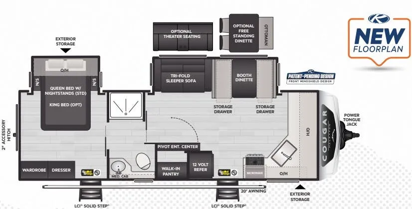 2025 Keystone RV Cougar Half-Ton 25FKD - Floor plan