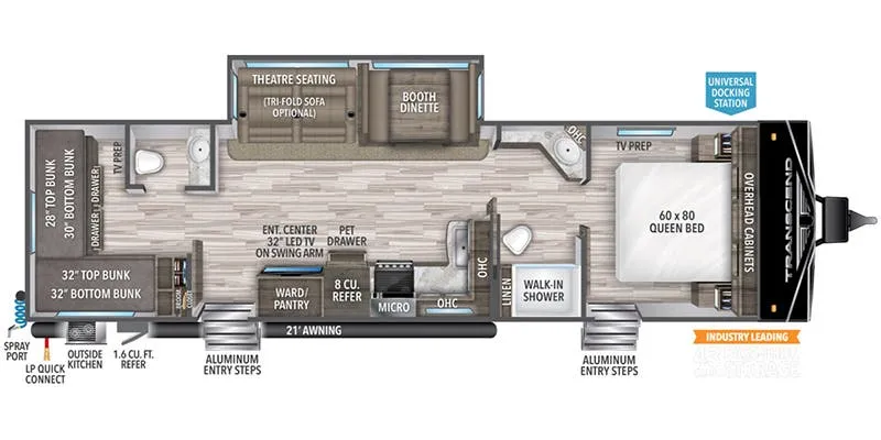 Grand Design Transcend Xplor 321BH floor plan
