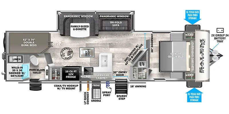 Forest River Salem Hemisphere Hyper-Lyte 26BHHL floor plan
