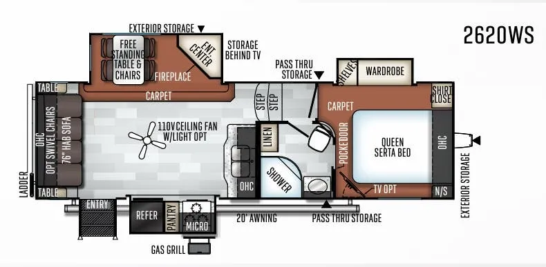 Forest River Rockwood Ultra Lite 2620WS floor plan