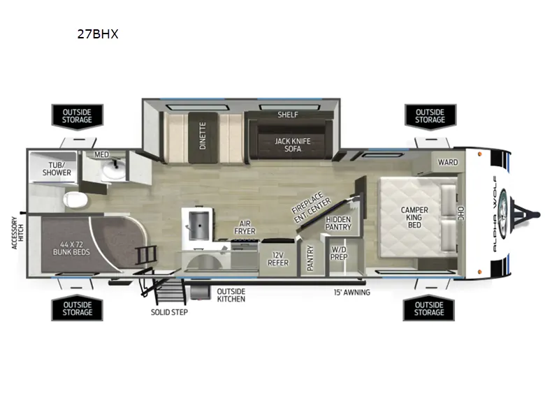 2027 Forest River RV Cherokee Alpha Wolf 27BHX floor plan