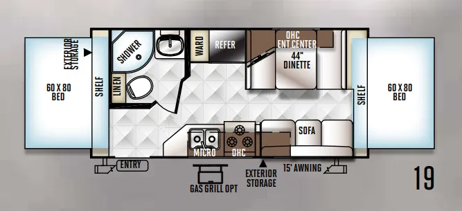 Forest River Rockwood Roo 19 floor plan