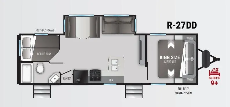 Cruiser RV Radiance 27DD floor plan