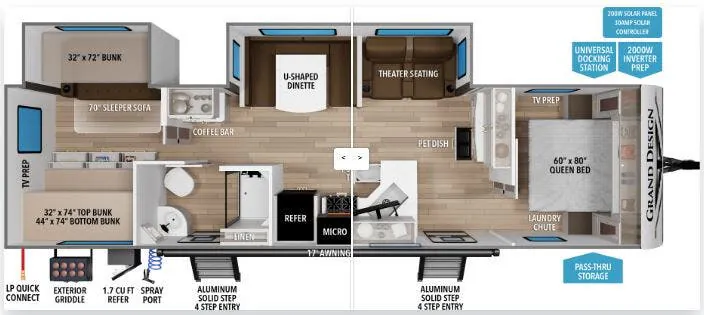 Grand Design Transcend 325BHT floor plan
