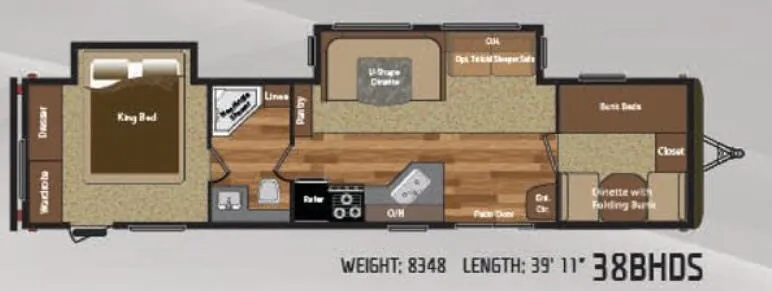 Keystone Hideout 38BHDS floor plan