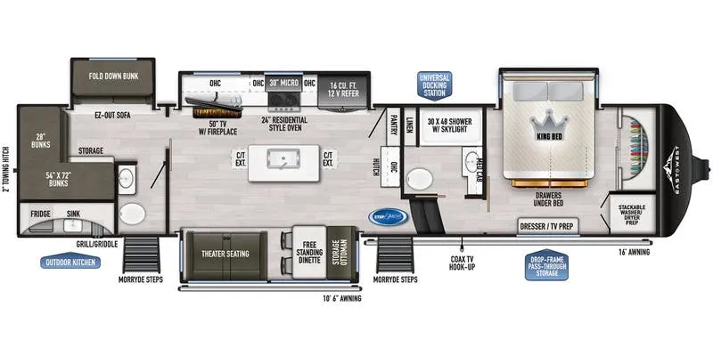 2024 East to West Ahara 378BH-OK floor plan