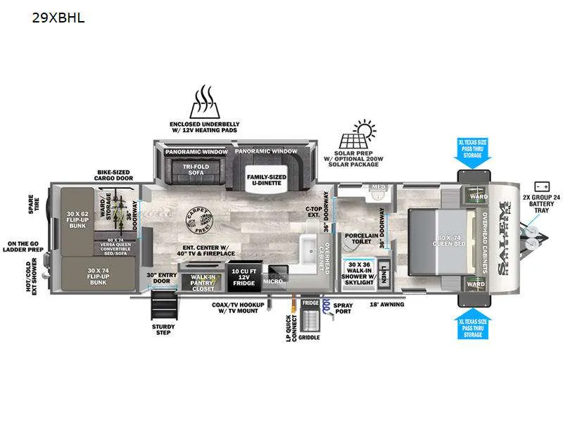 2023 Forest River Salem Hemisphere Hyper-Lyte 29XBHL - Floor plan