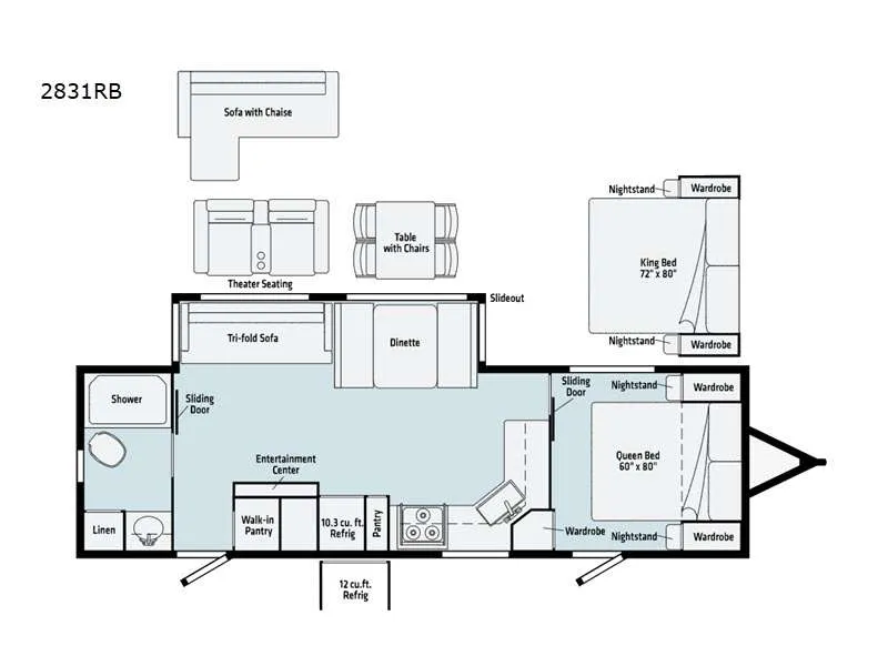 2021 Winnebago Voyage 2831RB - Floor plan