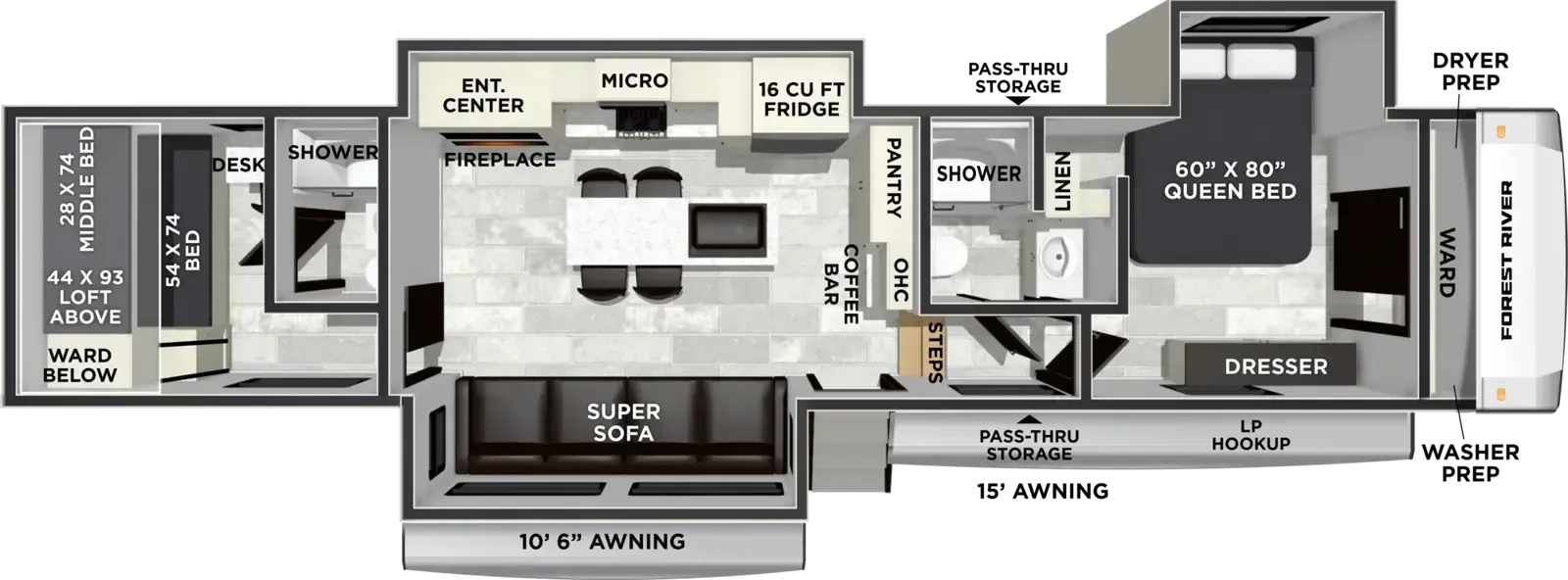 Forest River Cardinal 35CRIB floor plan