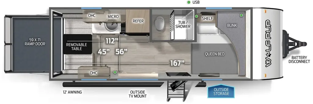 2026 Forest River Cherokee Wolf Pup BUNK 18RJBW floor plan