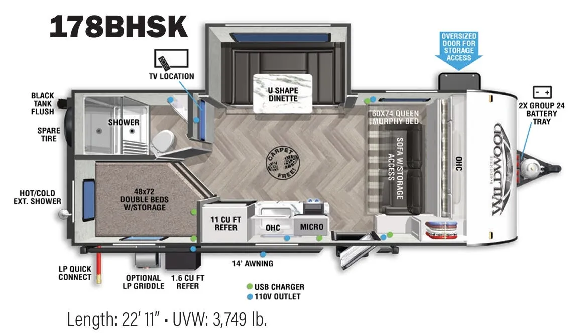 Forest River Wildwood FSX 178BHSK floor plan