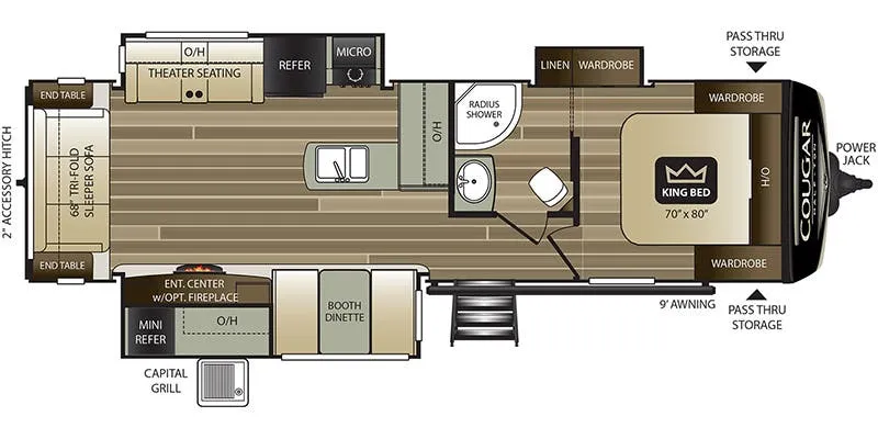 Keystone Cougar Half-Ton 29RLKWE floor plan