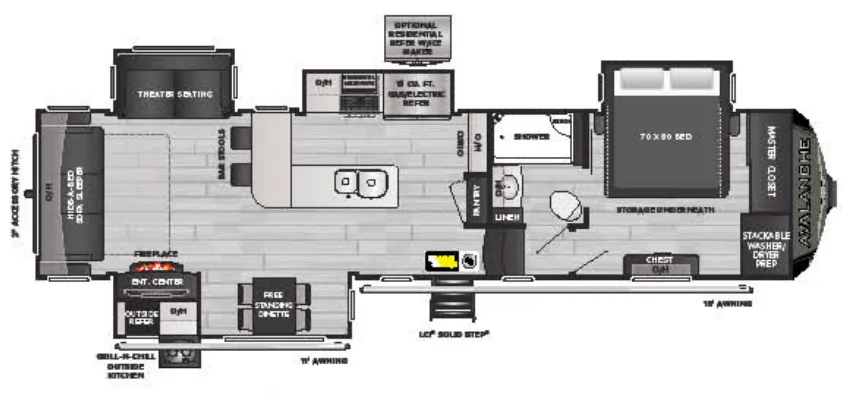 Keystone Avalanche 338GK floor plan