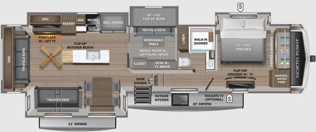Jayco North Point 377RLBH floor plan
