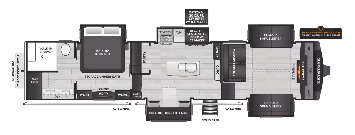 Keystone Alpine 3712KB floor plan